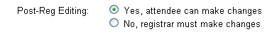 Enable post-registration editing under 'Basic Settings'