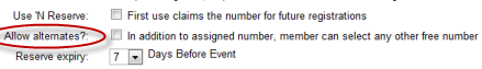 Allow alternates to reserved numbers is now an option Allow alternates to reserved numbers is now an option