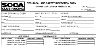 SCCA Full Page Tech Form SCCA Full Page Tech Form