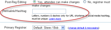 Create your hashtag/permalink on the basic settings screen Create your hashtag/permalink on the basic settings screen