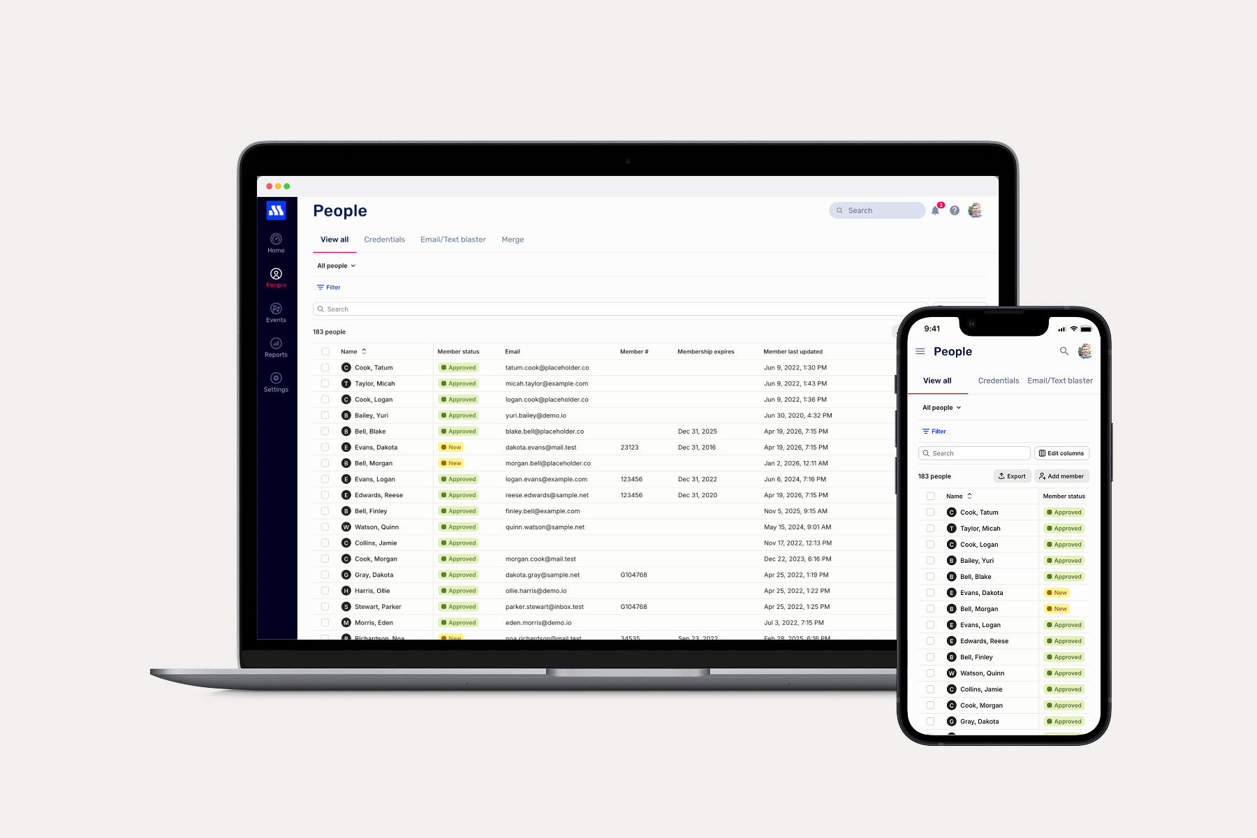 Screenshot of the new MSR People screen
